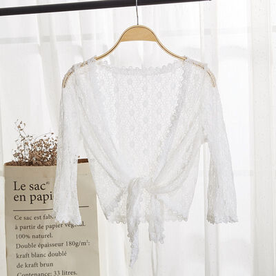 

2019 Lace Small Shawl Jacket Summer Thin Cardigan Long-sleeved Sunscreen Clothing Female Wild Small Vest