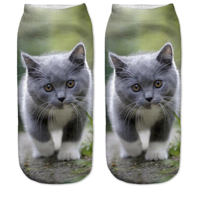 

1Pair 3D Socks Funny Low Cut Ankle Socks Unisex Adult Elastic Sock Cute Animal Cat Print Socks