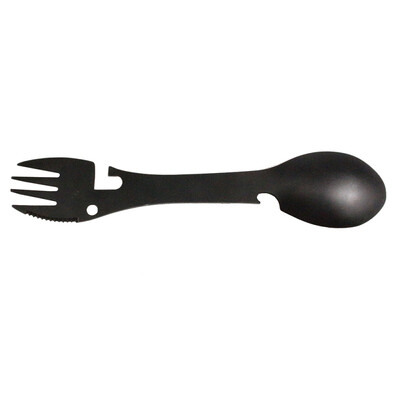 

2018 Newly Designed Outdoors Tool Stainless Steel Multi-function Black Fork Spoon Stainless Steel Multifunctional Fork Spoon