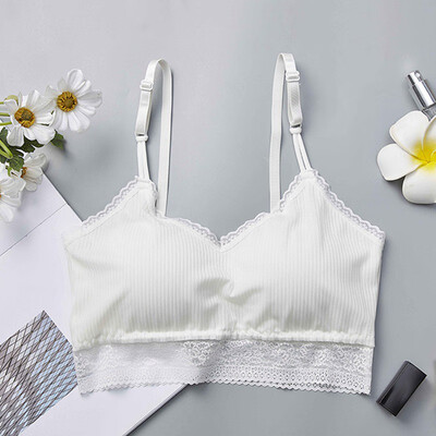 

Women Cropped Top Padded Bra Straps Tube Tops Beauty Back Lace Floral Padded Bras