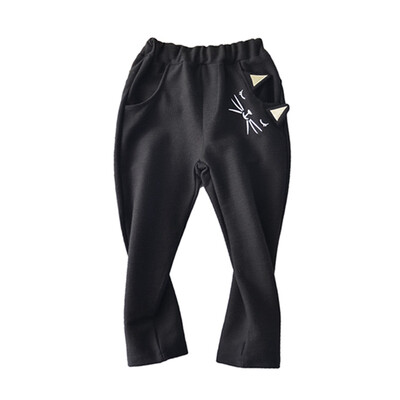 

Children Pants Children Casual Trousers 2018 Autumn Winter New Girls Cartoon Cat Embroidered Trousers Baby Clothing 2-7Y