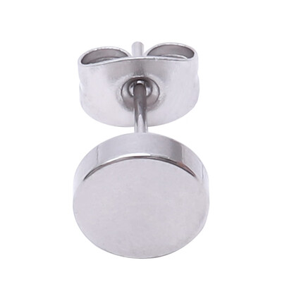 

2Pcs Stainless Steel Mens Womens Black Circle Fake Plugs Stud Earrings