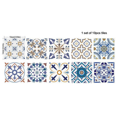 

10pcs Diy Tiles Stickers 3d Retro Vintage Flowers Bathroom Kitchen Toilet Decoration Wall Stickers Waterproof Pvc Decals Sticker