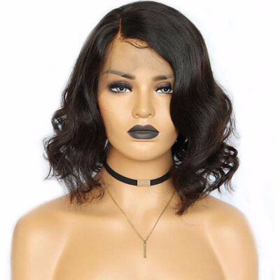 

130Density Bob Lace Wig Wavy Texture Human Hair Short Lace Front Wig 8-16inch Unprocessed Brazilian Virgin Full Lace Wig Glueless