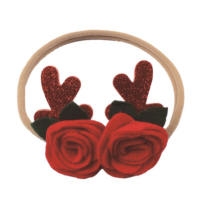 

Baby Girl Christmas Elastic Headbands Hair Accessories Cute Antler&flower Shape Children Party Hair Band Headbands
