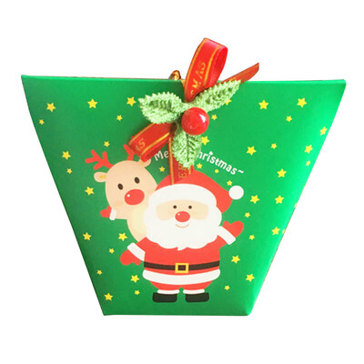 

Christmas Paper Gift Candy Box Christmas Tree Cartoon Trapezoidal Bag Carrier Series Gift Packing Xmas Present Cookies Boxes