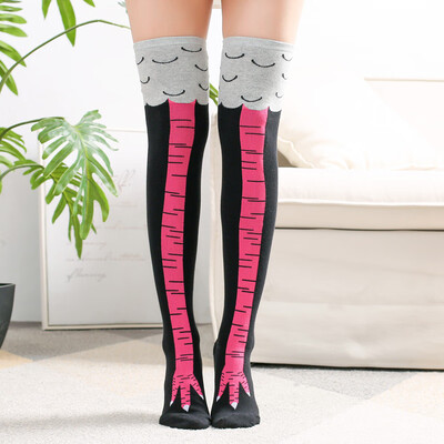 

Funny 3D Chicken High Socks Cartoon Animals Thigh Stockings Creative Womens Men