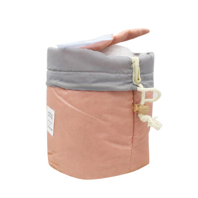 

Barrel Shaped Polyester Cosmetic Bag Drawstring Wash Bags Three-Dimensional Type Storage HandBag