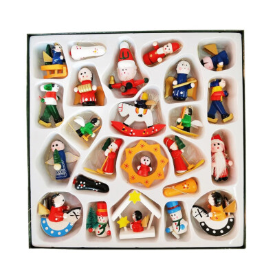 

24pcspack Wooden Christmas Pendants Kit Decorative Hanging Ornament Xmas Holiday Crafts Gift