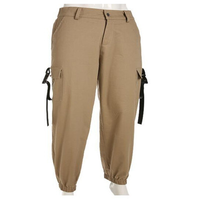 

autumn womens new streamers bag buckle casual pants female harem pants overalls