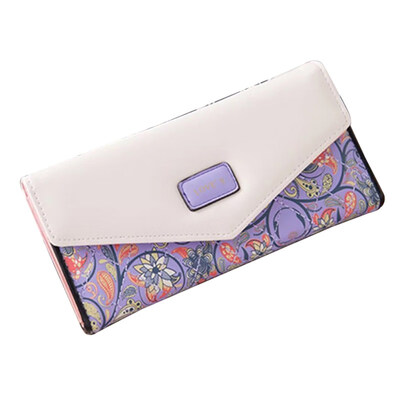 

Fashion Women Tri-fold Flower Print Purse Faux Leather Long Wallet Clutch Bag