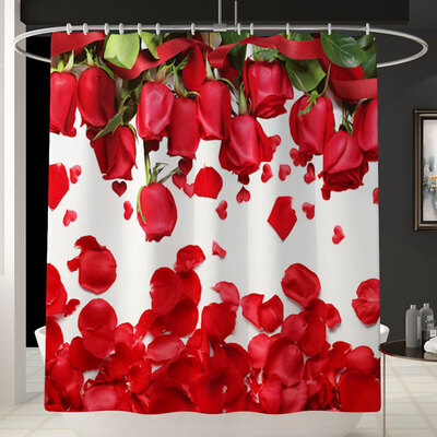 

Rose Petal Blinds For The Shower With Print Toilet Mat Set Of Bathroom Accessories Set Non-Slip Toilet Mat