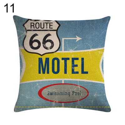 

Vintage Route 66 Linen Pillow Case Soft Cushion Cover Sofa Home Office Decor