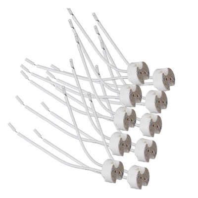 10Pcs MR16 G4 Base Ceramic Socket Lamp Holder -ED Connector CFL Halogen Wired Bulb Adapter