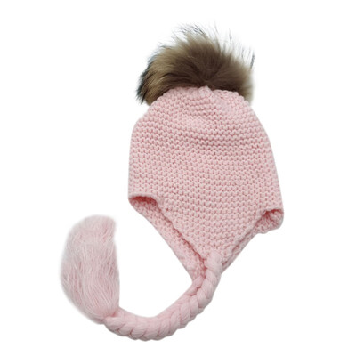 

Childrens Knit Solid Color Warm Earmuffs Winter Hats Boys Girls Hair Ball Knitted Hat New Baby Caps Cover Ears Outdoors 6M-3Y