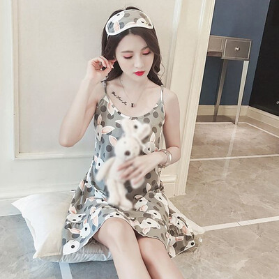 

Robe Sexy Milk Slik Nightdress Camisole Cute Women Deep V-neck Sleeveless Night Gown Nightgown Lingerie
