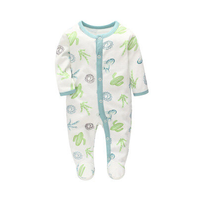 

Summer Baby Boy Girl Romper Newborn Cartoon Printed Jumpsuit Long Sleeve Cotton Pajamas Footies Rompers Baby Clothes