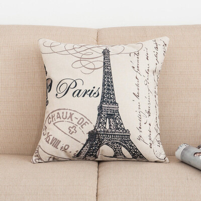 

Eiffel Tower Linen Square Pillow Case Cushion Cover Sofa Bed Car Cafe Decoration