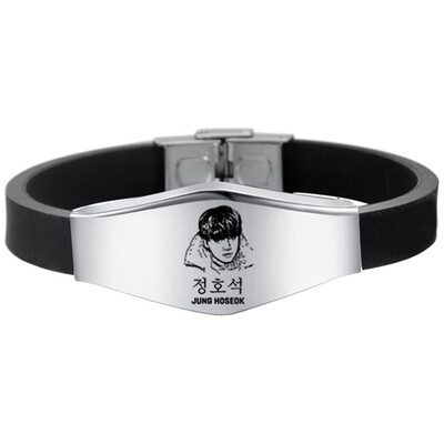 

Kpop BTS EXO GOT7 Black Pink Seventeen Twice Stainless Steel Sports Bracelet Combination Logo Adjustable Bracelet