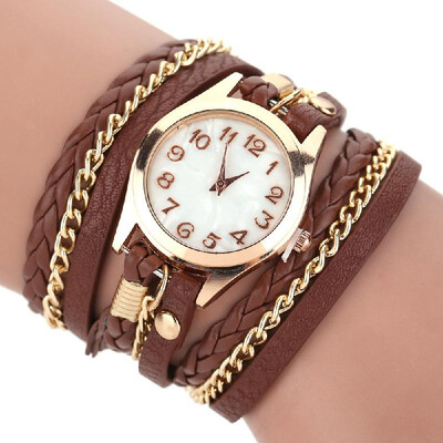

Luxury Vintage Leather Mujer Bracelet Watch Men Women Wristwatch Fashion Casual Analog Ladies Watches Relogio Weave Wrap Quartz Cl