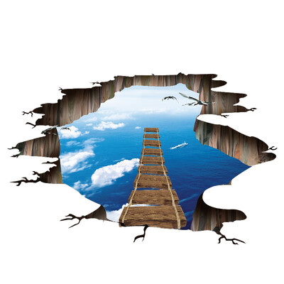 

3D PVC Suspension Bridge Removable Floor Sticker Wall Stickers for Shop Room Floor Wall Decor Decorative