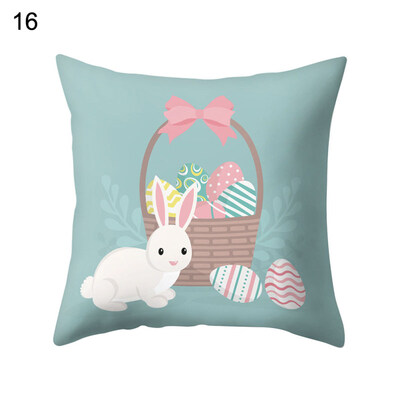 

Happy Easter Rabbit Bunny Egg Pillow Case Sofa Bed Car Cafe Office Cushion Cover