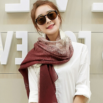 

Womens Two-Color Stitching Printing Scarf Autumn Retro Pattern Cotton And Linen Scarf Pastoral Plain Long Vintage Shawl