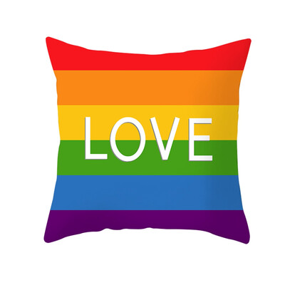 

LGBT Rainbow Heart Pride Throw Pillow Cases Car Sofa Cushion Covers Home Decor