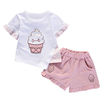 

Baby Girls Clothes Kids Set Fashion Cartoon Pattern Short Sleeve T-Shirt Pant Boys Clothing Set Kids Cartoon Clothes Set