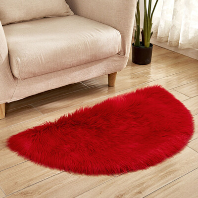 

Gobestart Wool Imitation Sheepskin Rugs Faux Fur Non Slip Bedroom Shaggy Carpet Mats