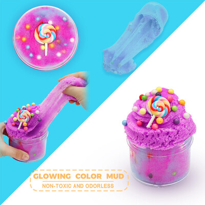 

Siaonvr Lollipop Purple Cloud Cotton Mud Soft Non-Sticky Foaming Slime Toy