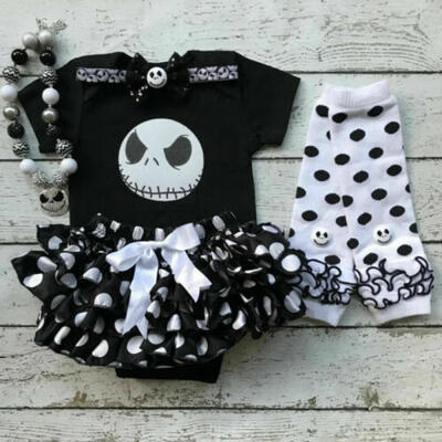 

3PCS Black Newborn Infant Baby Girl Halloween Romper Clothes Leg Warmers Outfits