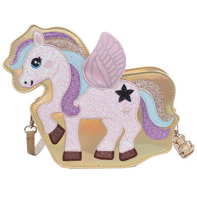 

Lovely Unicorn Shiny Pu Leather Mini Handbag Girls School Travel Shoulder Bag
