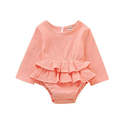 

Baby Girls Summer Long Sleeve Cotton Stripes Print Cute One-Pieces Jumpsuit Romper