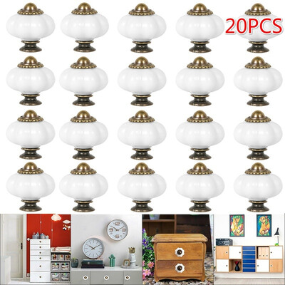 

20PCS New Vintage White Door Knob Cabinet Drawer Cupboard Furniture Pull Handle
