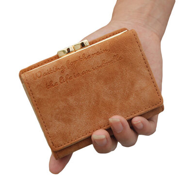 

Fashion Women Solid Color Short Wallet Multi Slots Faux Leather Purse