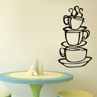 

Wall Sticker Coffee Cup Kitchen Bedroom Sofa Background Home Decoration Waterproof Wallpaper