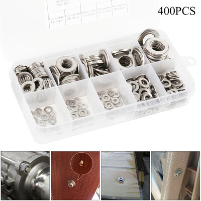 

684400PCS Stainless Steel Washers Gasket Metric Flat Ring Seal Washer Kit