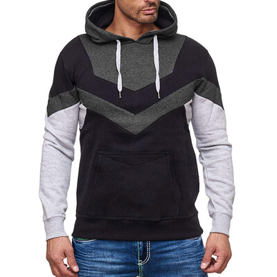 

Toponeto Fashion Men Autumn Winter Print Sportswear Patchwork Pullover Long Sleeve Blouse