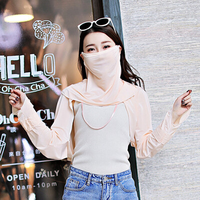 

2019 new spring&summer cycling trip sunscreen womens neck mask solid-colored ice silk sunscreen shawl cloak