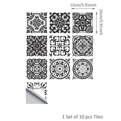 

10PcsSet Thickened PVC Tile Stickers Square Removable Waterproof Self-Adhesive Wall Decor Murals for Bathroom Kitchen Bedroom