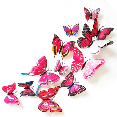 

3D PVC Butterfly Bright Set 12pcsPack Fridge Magnet Stickers Simulation Butterfly Double Butterfly Magnet Stickers