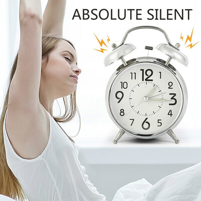 

Retro Alarm Clock Non Ticking Twin BellVintage Battery Operated