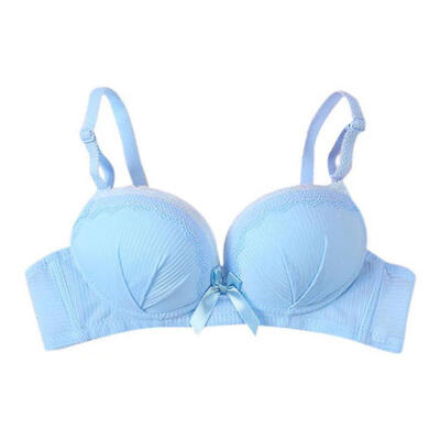 

2019 Lace-Side Rimless Gathered Bras Adjustable Wire Free Push Up Bras Sexy Bow Twist Padded Underwear Women Bras