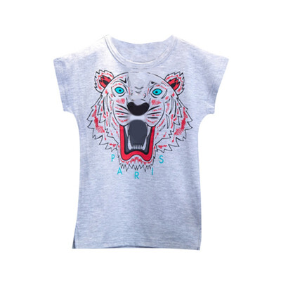 

Summer Baby Girls T-Shirt Round Collar Short Sleeve Printed Cotton Long Paragraph Cartoon Dress 2-7Y Cute Toddler Girl Dress