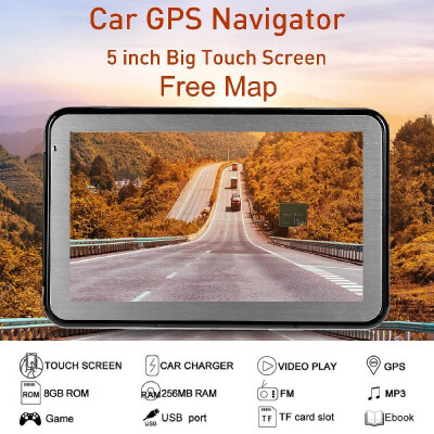 

5 inch Car Portable GPS Navigation 128M 8GB FM Video Player Car Navigator with Back Support Free Map HD Touchscreen