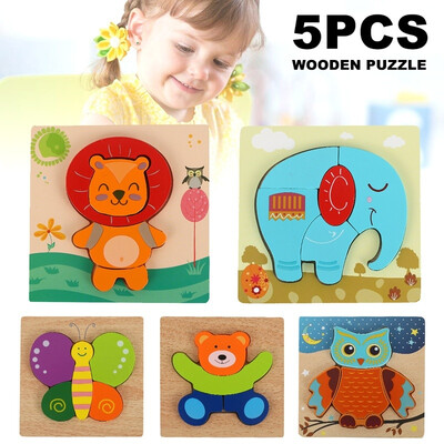 

5Pcs 3D puzzle childrens wooden toys Jigsaw puzzle