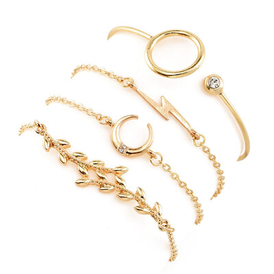 

Fashion Leaves Moon Bracelet Hand Chain 45 Piece Set Girls Jewellery Suit Perfect Festival Gift