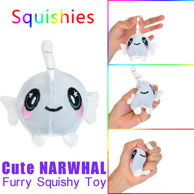 

YIWULAFurry Squishies Narwhal Foamed Stuffed Slow Rising Toys Stress Relief Toy Props