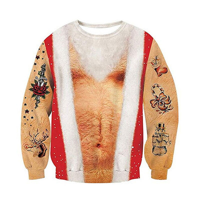 

Winter Hoodies Women Funny Christmas Digital 3D Printed Couple Sweaters Round Neck Pullover Long Sleeve Loose Tops Sweatershirt
